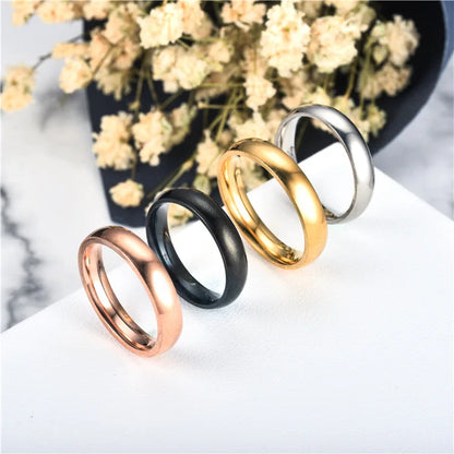 Simple 4mm 6mm Titanium Ring Women Men Prevent Allergy High Polished Wedding Rings Stainless Steel Couple Finger Jewelry Gifts