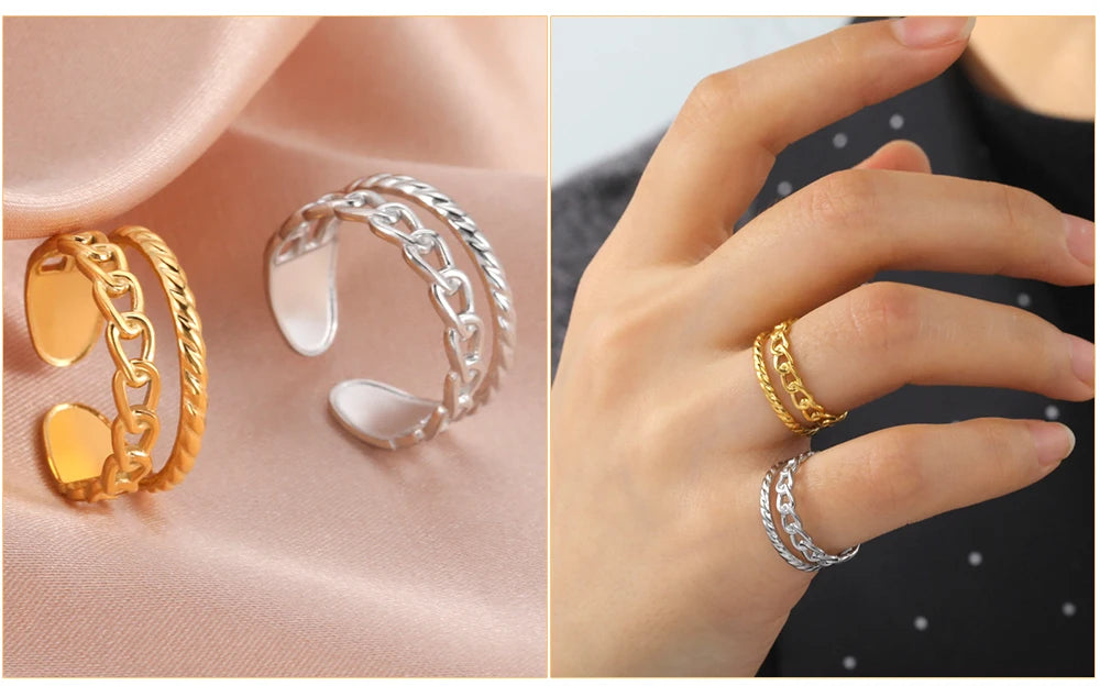 Skyrim Stainless Steel Women Rings Geometric Heart Aesthetic Adjustable Open Finger Ring Fashion Party Jewelry Gifts Wholesale