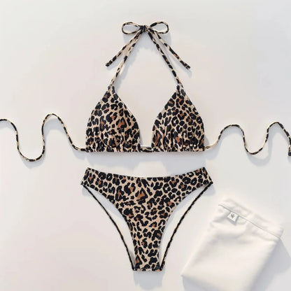 2024 New Bikini Set Leopard Slips Sexy Cross-Border European American Fast Selling Two-Piece Swimsuit Women's
