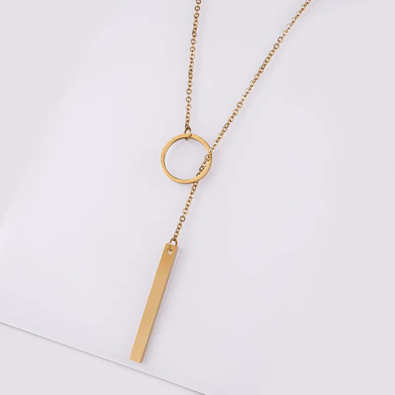 2025 New Fashion Necklace Design Ladies Fashion Simple Simple Metal Round Necklace Wholesale Sales