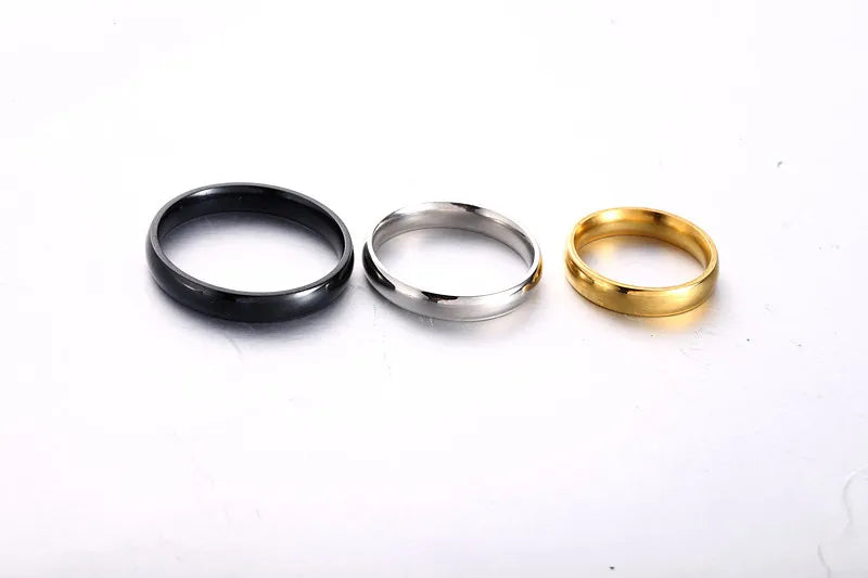 Simple 4mm 6mm Titanium Ring Women Men Prevent Allergy High Polished Wedding Rings Stainless Steel Couple Finger Jewelry Gifts