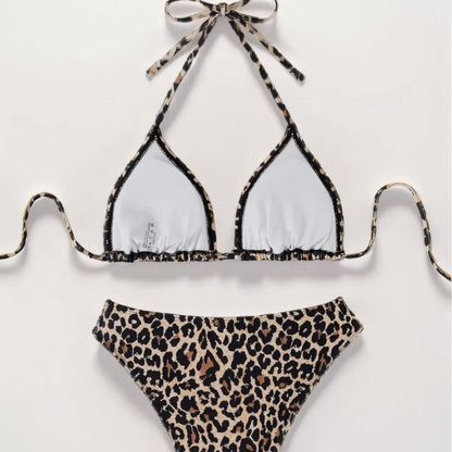 2024 New Bikini Set Leopard Slips Sexy Cross-Border European American Fast Selling Two-Piece Swimsuit Women's