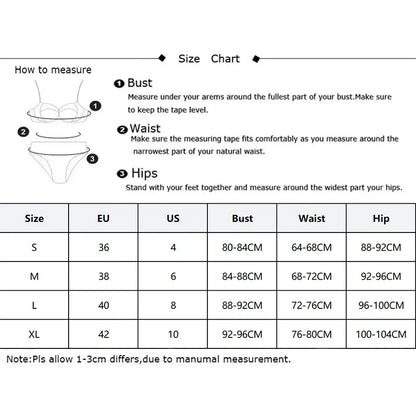 Summer Brazilian Bikini Set for Women Sexy 2 Pieces Set Push-up Swimwear Bandage Top Thong Bathing Suit Swimsuit Beachwear