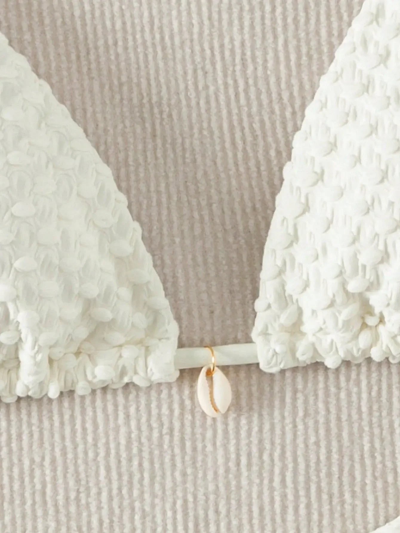 Sexy Bikini Set Shell Designer Swimsuit 2025 White Black Push Up Micro Bikinis Summer Bathing Suit Tie Side Triangle Swimwear