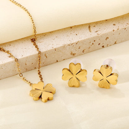 LUXUKISSKIDS Fashion Cubic Love Heart Minimalist Jewelry Set Necklace Earrings Bracelets Stainless Steel Women/Girls Accesories