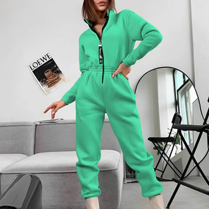 2023 Female Hoodies Jumpsuits One Piece Outfit Warm Fleece Sport Jumpsuit Women Sportswear Playsuit Long Sleeve Zipper Overalls
