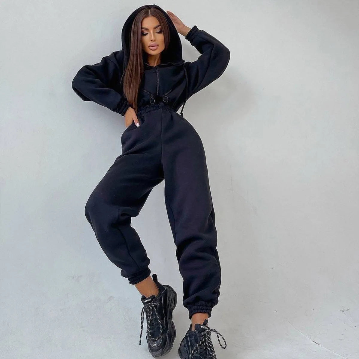 2023 Female Hoodies Jumpsuits One Piece Outfit Warm Fleece Sport Jumpsuit Women Sportswear Playsuit Long Sleeve Zipper Overalls
