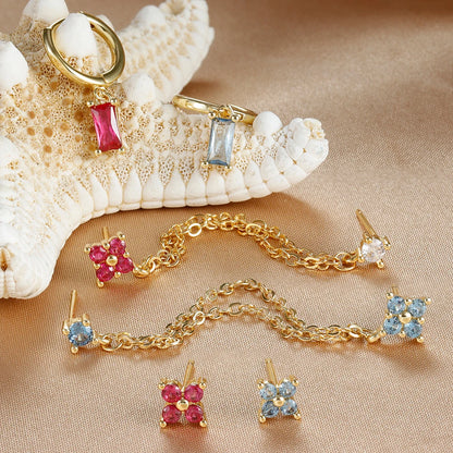 3PCS Exquisite Stainless Steel 12 Constellation Birthstone Earrings Set for Woman Cartilage Piercing Earrings Fashion Jewelry