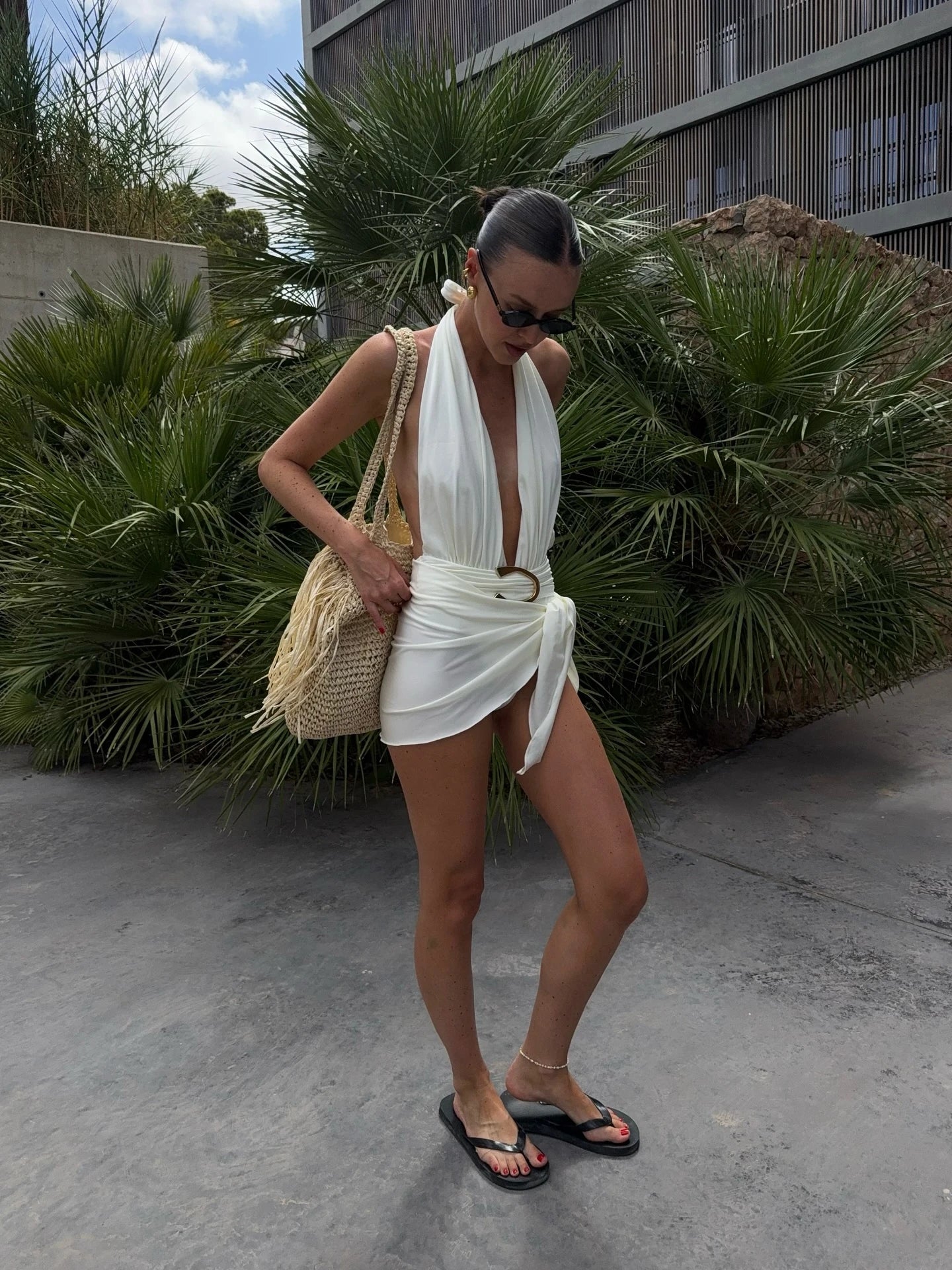 Two Pieces Micro Bikini 2025 Sexy Swimsuit Women Halter Swimwear Biquini Female Solid Bodysuit Bathing Suits Sarong Mini Skirt