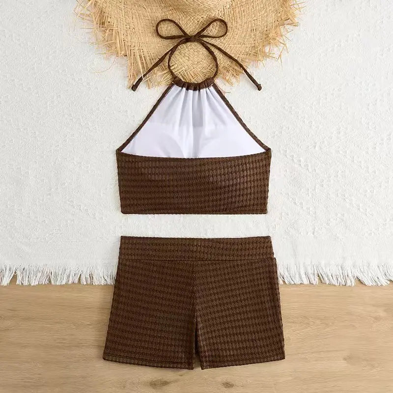 Sexy High Waist Bikini 2025 Women High Neck Swimwear Female Swimsuit Solid Bathers Swimming Bathing Swim Suit Summer Beachwear