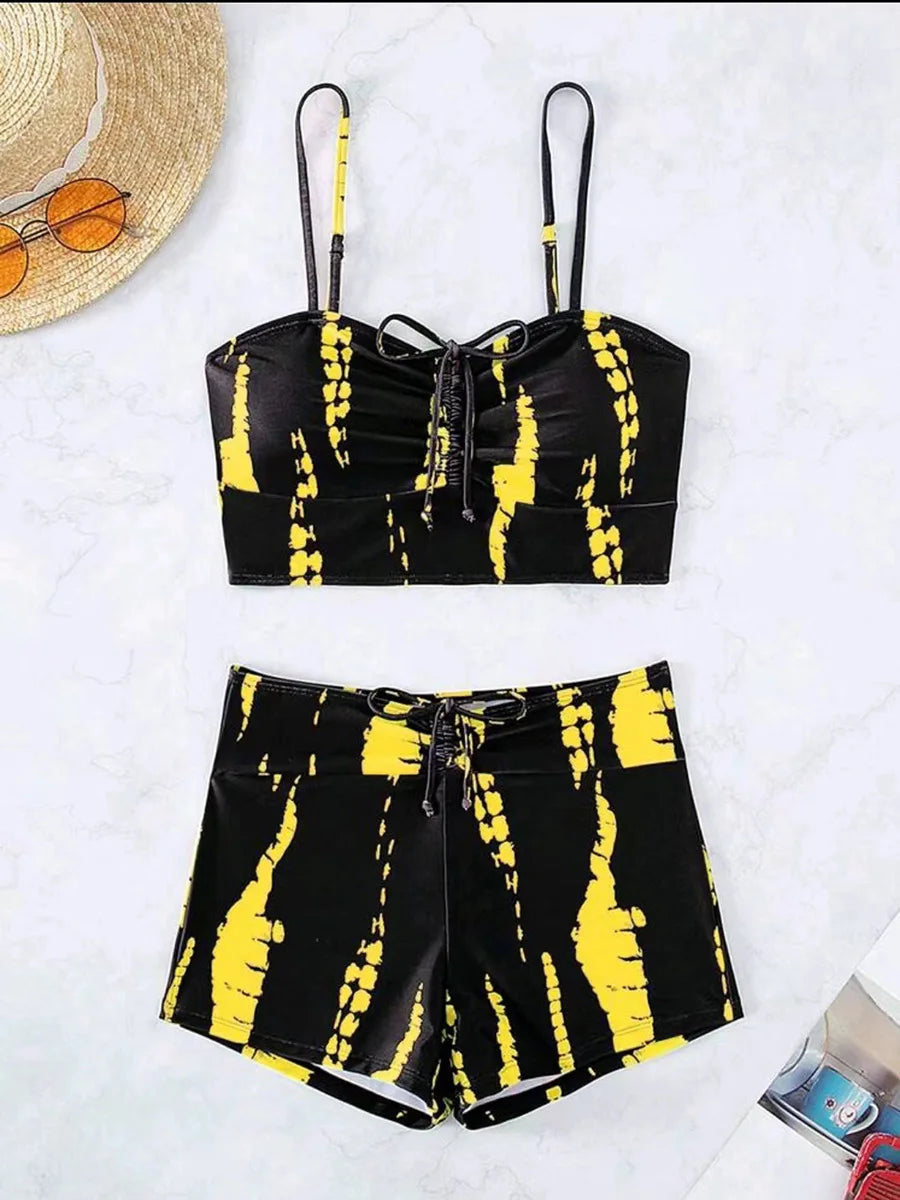 2025 Print High Waist String Two Piece Bikini Women Swimwear Female Swimsuit Bathers Bathing Swimming Suit Beachwear Summer