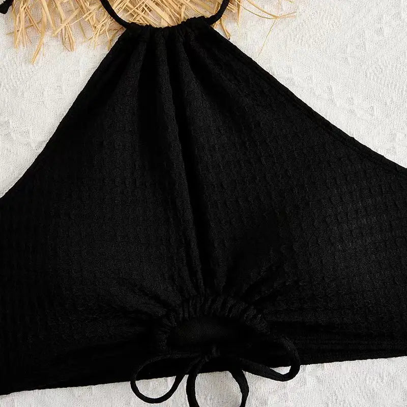 Sexy High Waist Bikini 2025 Women High Neck Swimwear Female Swimsuit Solid Bathers Swimming Bathing Swim Suit Summer Beachwear