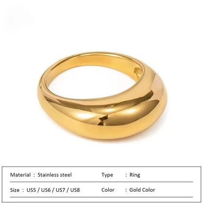SUNIBI Fashion Simple Stainless Steel Rings for Women Arc Rings Jewellery Couple Anniversary Geometric Ring Size 5 6 7 8 Jewelry