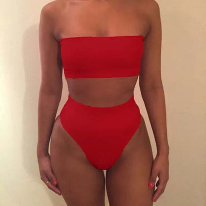Sexy Solid Color Bikini Set Two-Piece Swimsuit Spring Summer New Arrival Women's Fashionable Swimwear Pure Color Divided Suit