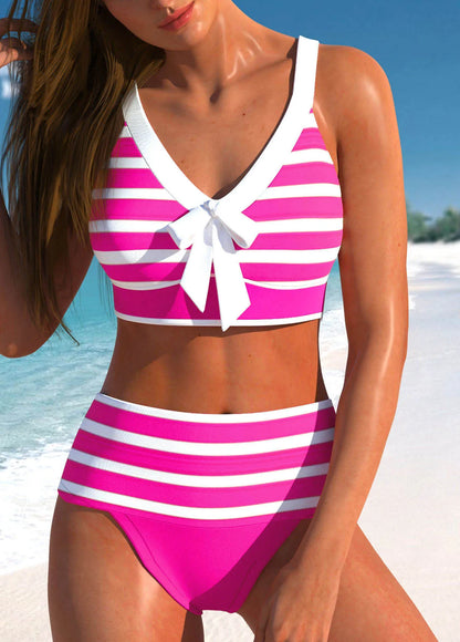 Women's New Summer Two-piece Swimsuit with Black and White Printed Sexy Lace Up Casual Beach Swimsuit S-6XL