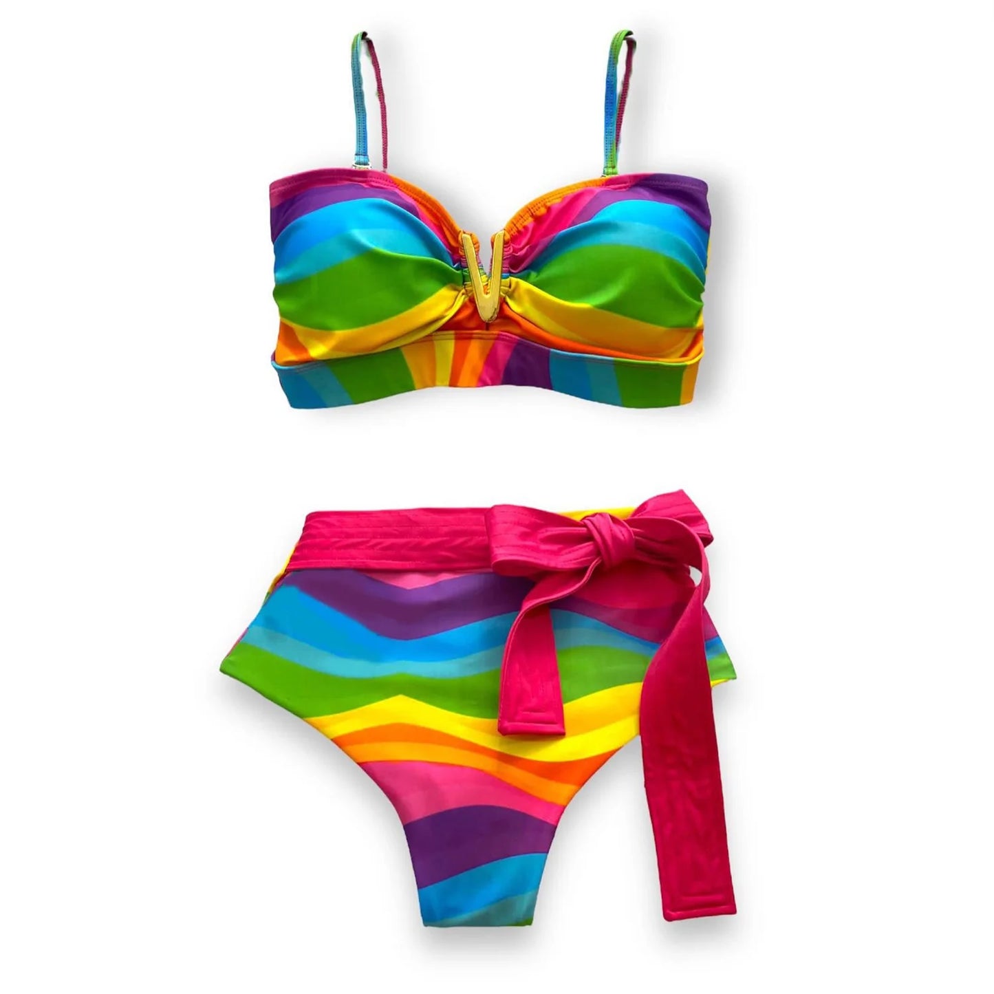 Two-Pieces Women Floral 2025 Push-Up Padded Bra Ruffles Bandage Bikini Set Swimsuit Swimwear Bathing Suit Beachwear Biquini