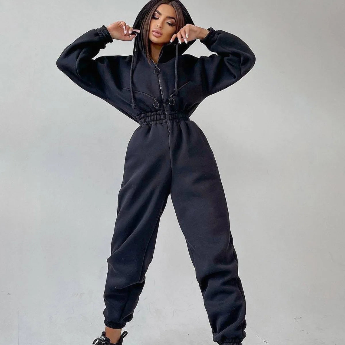 2023 Female Hoodies Jumpsuits One Piece Outfit Warm Fleece Sport Jumpsuit Women Sportswear Playsuit Long Sleeve Zipper Overalls