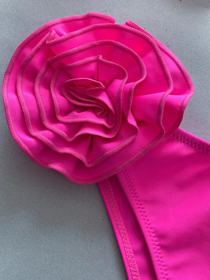 3D Flowers Brazilian Strapless Bandeau Bikini Female Swimsuit Women Swimwear Two-pieces Bikini Set High Cut Bathing Suit Swim