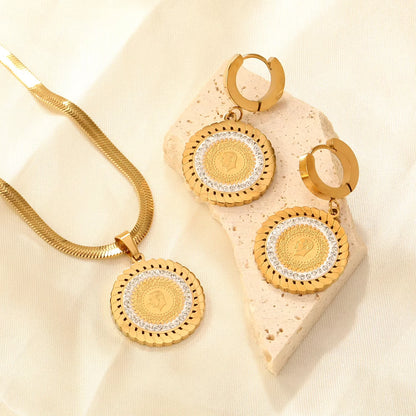 LUXUKISSKIDS Fashion Cubic Love Heart Minimalist Jewelry Set Necklace Earrings Bracelets Stainless Steel Women/Girls Accesories