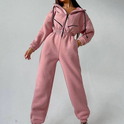 2023 Female Hoodies Jumpsuits One Piece Outfit Warm Fleece Sport Jumpsuit Women Sportswear Playsuit Long Sleeve Zipper Overalls