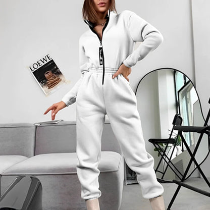 2023 Female Hoodies Jumpsuits One Piece Outfit Warm Fleece Sport Jumpsuit Women Sportswear Playsuit Long Sleeve Zipper Overalls