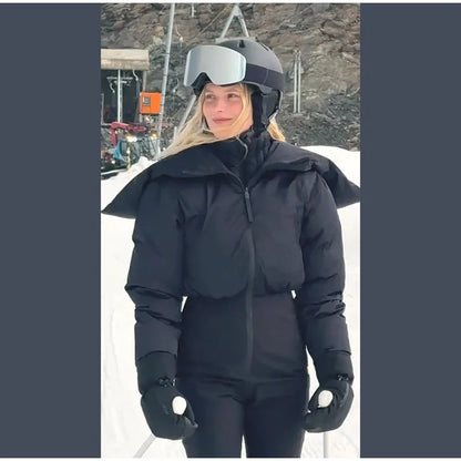 Cotton Ski Women's Winter Jumpsuit Sets Zipper Loose Jacket Straight Pants Suits Skiwear Snow Commute Street Outdoors Romper