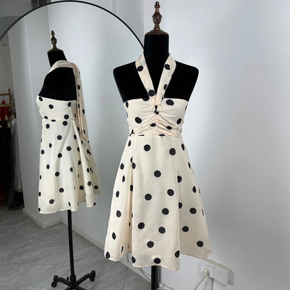 Ticketsx Polka Dot Dress Women's Sexy Scarf One Shoulder Backless Pleated Strapless Mini Dress Female Summer Luxury Loose Dress