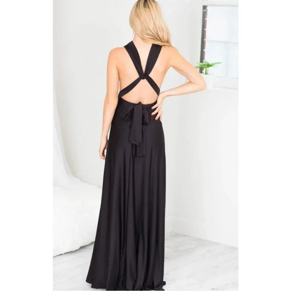 Fashion Multi-worn V-neck Vestidos De Fiesta Women Long Dress Sexy Strapped Lady Summer Maxi Dress