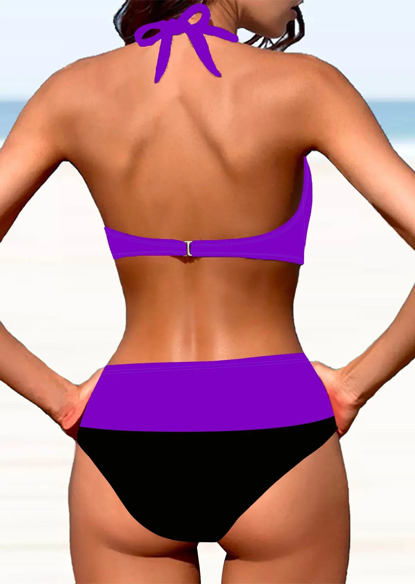 Sexy Women's Fashion Casual Classic Black and White Printed Women's Vacation Two-piece Bikini Set S-5XL