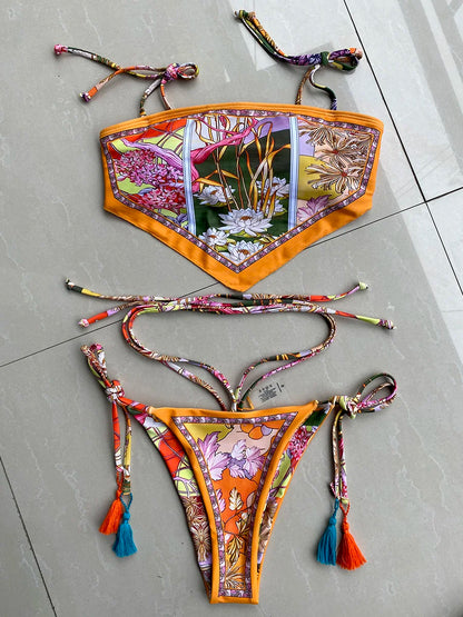 Printed Crop Top Bikini 2025 Women Bikinis Brazilian Swimwear Female Swimsuit Two-pieces Bikini Set High Cut Bathing Suit Swim