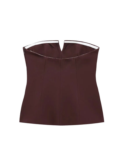 TFMLN Spring Summer Women Strapless Crop 2025 Tops Basic Sleeveless Office Lady Tops Trend Street Classic Solid Tube Tops