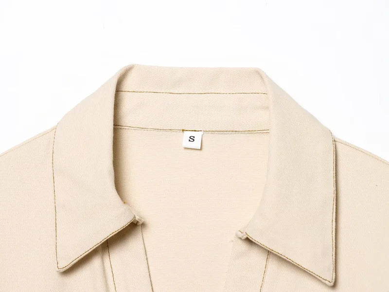 ETJ 2025  Spring New 1975 series denim MIDI dress with lapel side zipper fashion wrinkle waist slim elegant dress