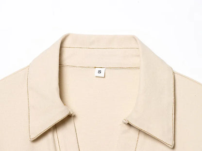 ETJ 2025  Spring New 1975 series denim MIDI dress with lapel side zipper fashion wrinkle waist slim elegant dress