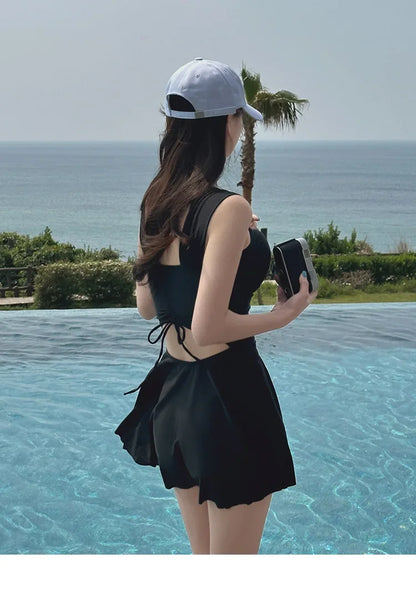 New Summer Women's Solid Color One-piece Swimsuit Slimming and Sexy Backless Tight Swimsuit Outdoor Party Pool Swimsuit