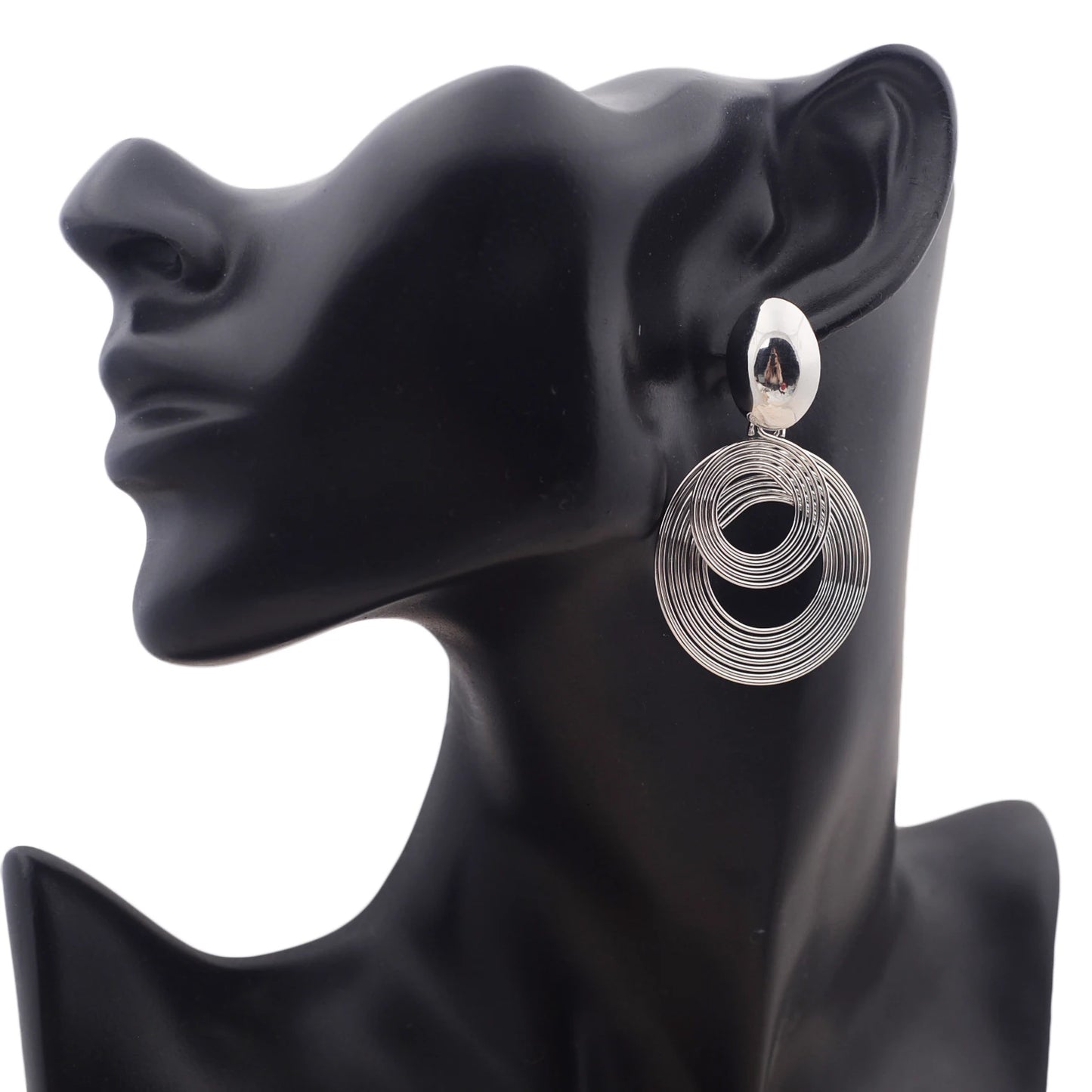 Two-layers Circles Women's Hanging Earrings Gold Color Silver Color Metal Spiral Pendants Dangle Earrings for Female European