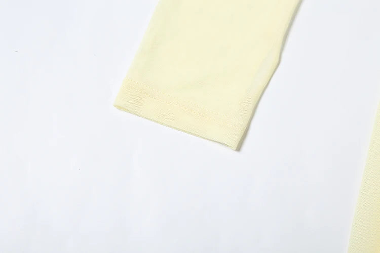 kliou Mesh Simple Women Mini Dress Fashion Solid Strapless Ribbons Tassel Body-shaping Vestidos+Seperately Full Sleeve Gloves