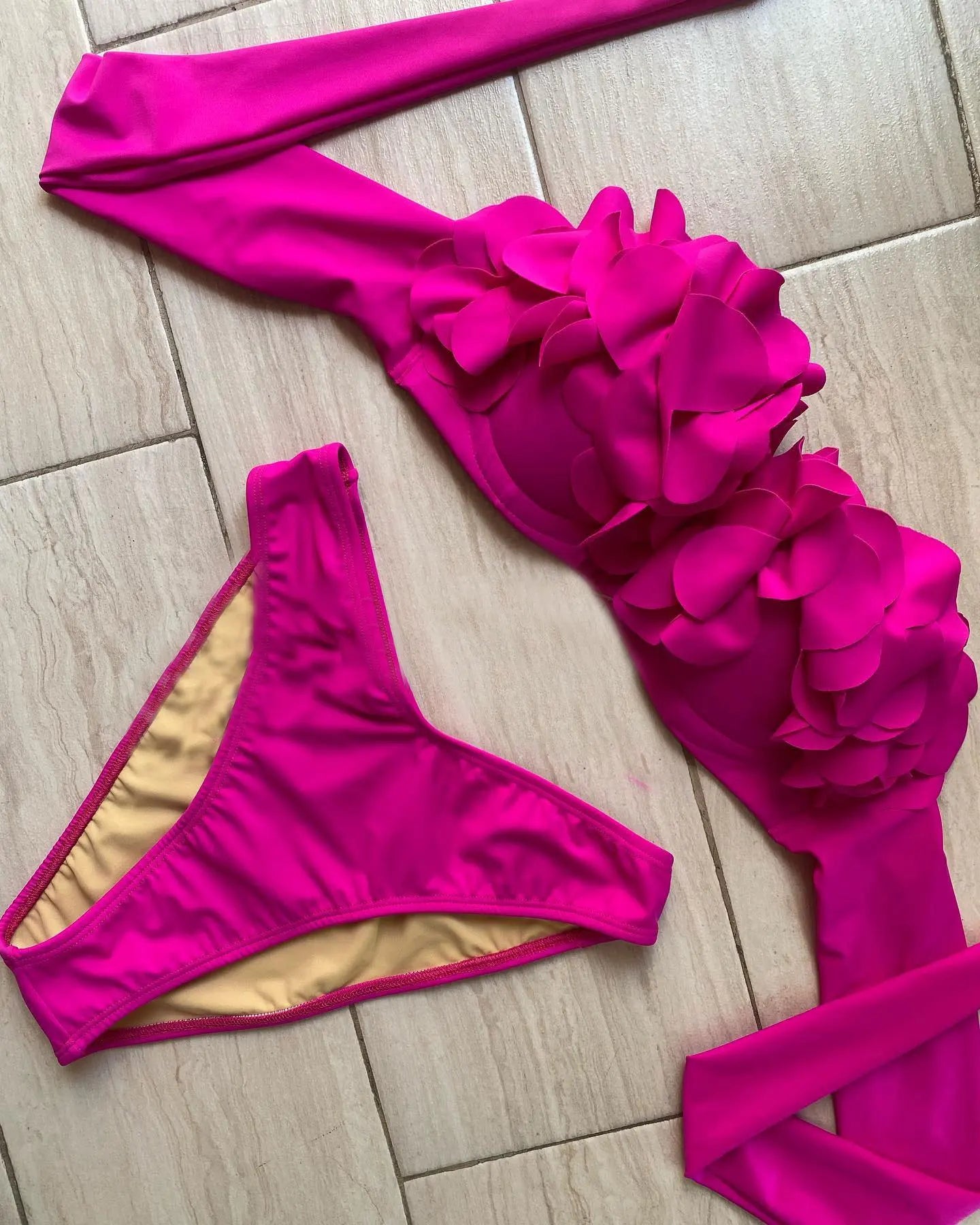 2025 Summer New Sexy Petal Push Up Backless Bikini Set Women Fashion Flower Ruffles Bikini Lady Solid Beachwear Bathing Suit