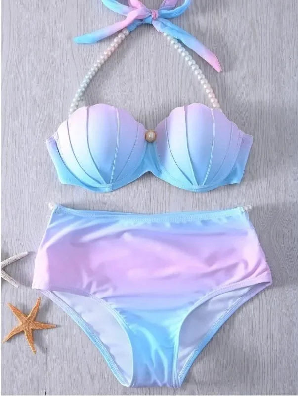 New Arrival Gradient Shell Bikini Swimsuit 4 Styles Mermaid Swimwear Special Offer Women's Fashionable Beachwear from China