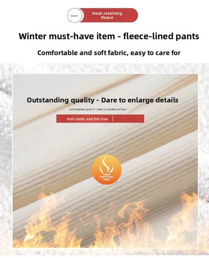 High Waist Wide Leg Pants Women's Autumn Winter Flannel Fce Lined Straight Cut Trousers Casual High Waist Pants