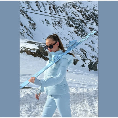 Cotton Ski Women's Winter Jumpsuit Sets Zipper Loose Jacket Straight Pants Suits Skiwear Snow Commute Street Outdoors Romper