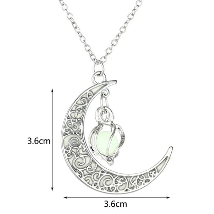 Womens Teen Girls Luminous Moon Necklace Moon Pendants Chain Choker Glow in The Dark Necklace Jewellery Gifts Ожерелье