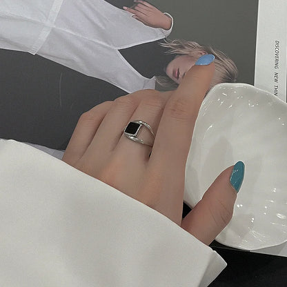 VENTFILLE 925 Sterling Silver Rings INS Fashion Hip Hop Vintage Couples Hollow Lines Punk Thai Silver Party Adjustable  Jewelry