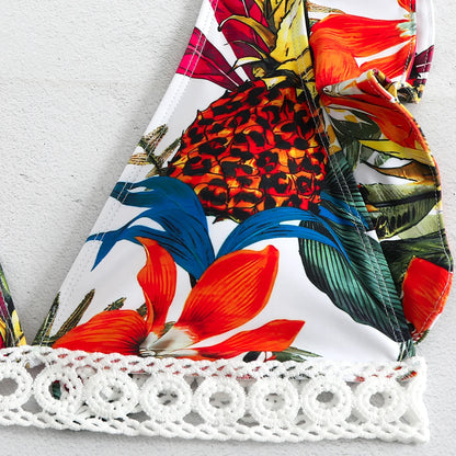 2025 Print Bikini Women Swimwear Push Up Swimsuit High Waist Biquini Halter Backless Bathing Suit Ruffle Beach Wear Summer