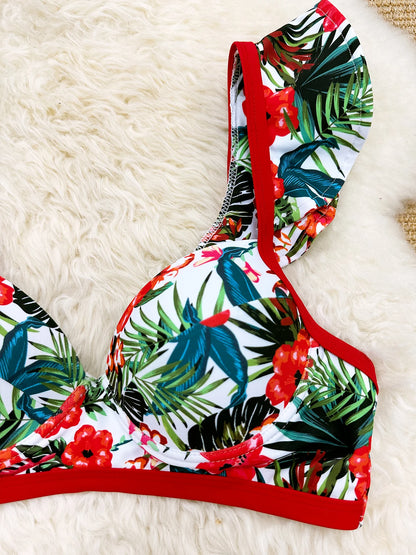 2025 Print Bikini Women Swimwear Push Up Swimsuit High Waist Biquini Halter Backless Bathing Suit Ruffle Beach Wear Summer