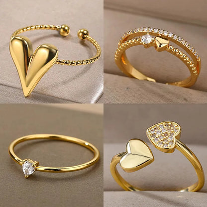 Zircon Little Heart Rings For Women Minimalism Heart Ring Stainless Steel Finger Dainty Ring Valentine Gifts Free Shipping