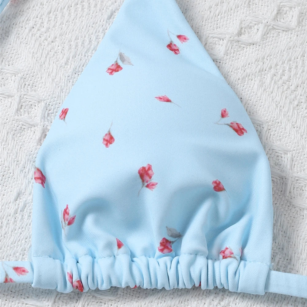 Yellow Floral Print Swimwear Mesh Cove Ups 3 Piece Bikini Set Damen Sexy Swimsuit Women 2026 Beach Wear Bikinis Swimming Wear