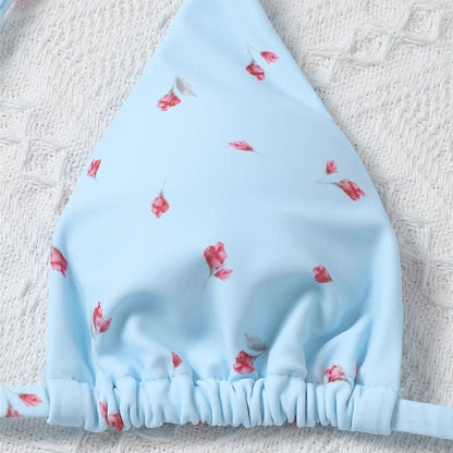 Yellow Floral Print Swimwear Mesh Cove Ups 3 Piece Bikini Set Damen Sexy Swimsuit Women 2026 Beach Wear Bikinis Swimming Wear