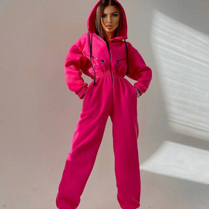 2023 Female Hoodies Jumpsuits One Piece Outfit Warm Fleece Sport Jumpsuit Women Sportswear Playsuit Long Sleeve Zipper Overalls