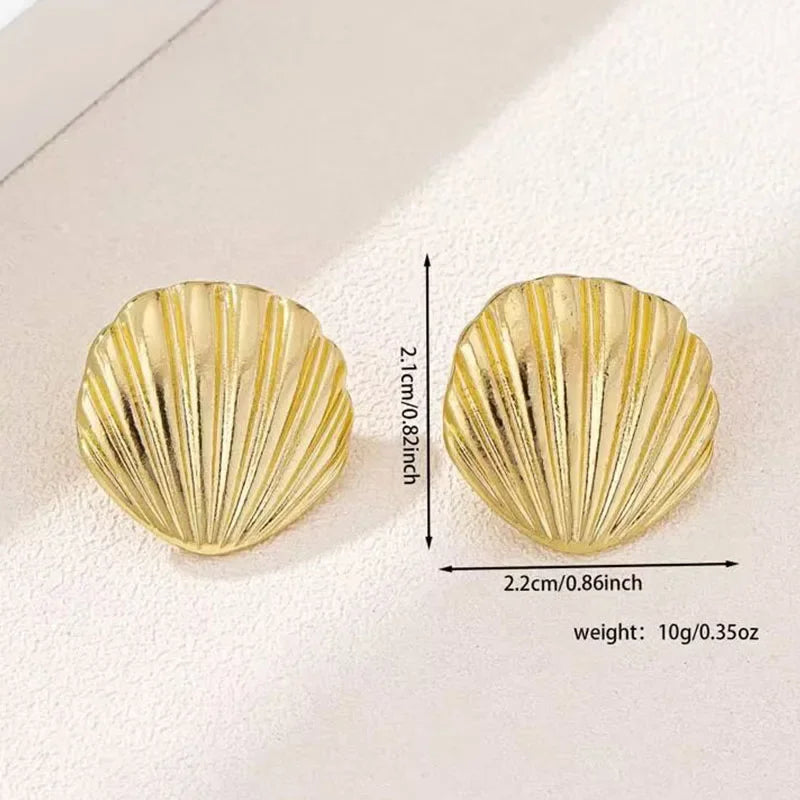 New Exaggeration Ocean Shell Texture Stud Earrings for Women Trendy Accessories Personalization Jewelry Earrings Daily Wear