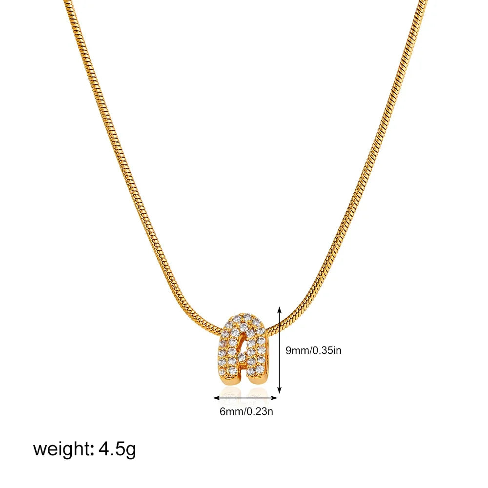 Fashion Tiny CZ Zircon Initial Alphabet Pendant Neckalce Gold Plated Stainless Steel A-Z Letter Necklaces Birthday Gifts Jewelry